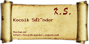 Kocsik Sándor névjegykártya