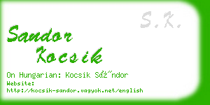 sandor kocsik business card